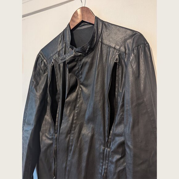PHILIPPE DUBUC - Waxed cotton biker jacket - Sz 42 - Picture 3 of 11